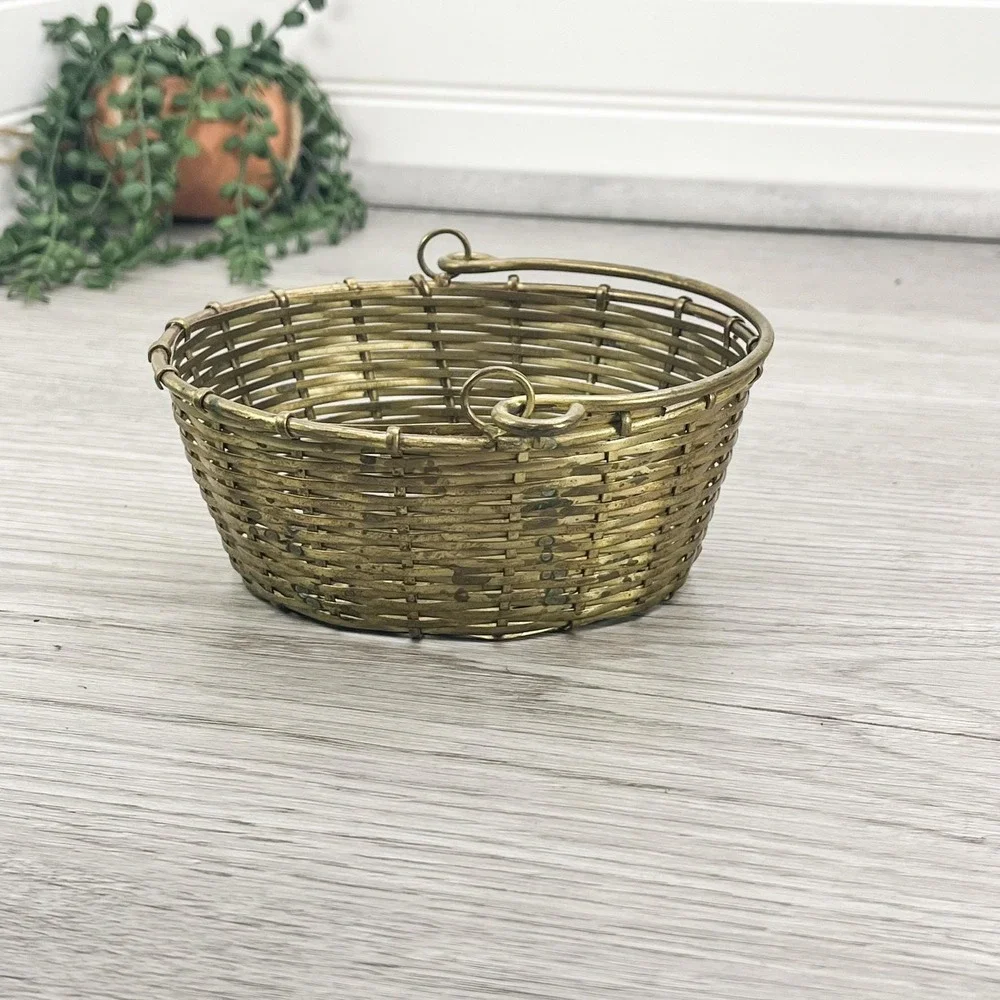 Vintage Woven Brass Basket Bowl - Made in‎ India
